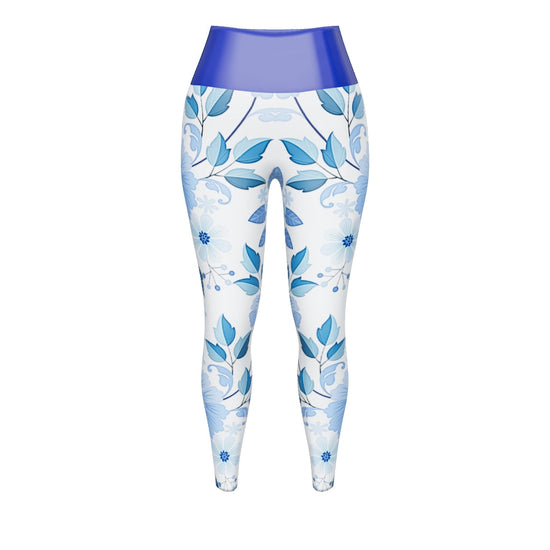 Blue Floral Yoga Leggings