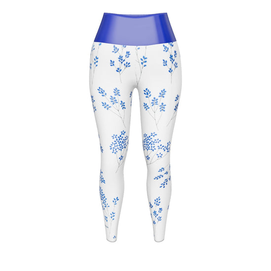 Blue flower Yoga Leggings