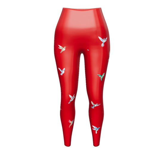 Humningbird Yoga Leggings - Red